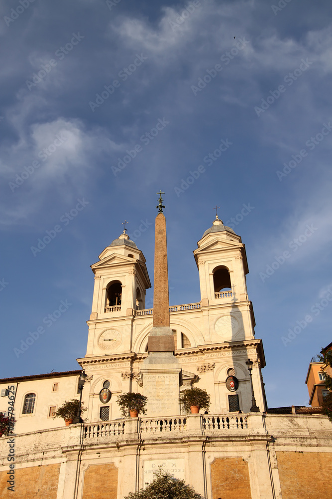 Piazza di Spagna (Spanish Steps) and church Trinita dei Monti