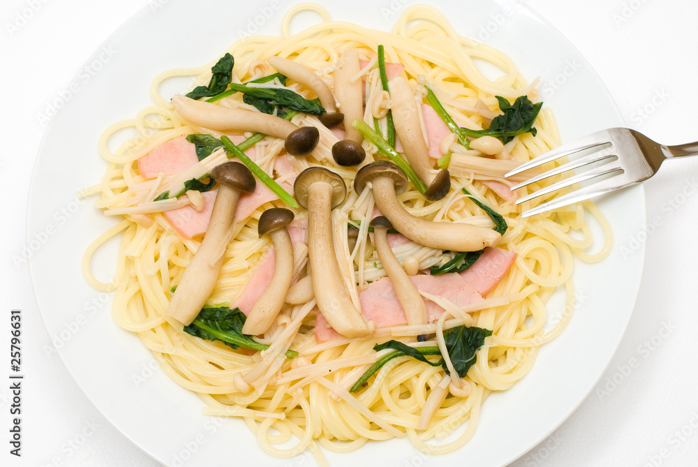 きのことハムのスパゲティ きのことハムのスパゲティ