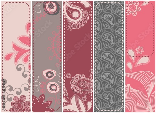 Vertical floral banners collection in urban colors