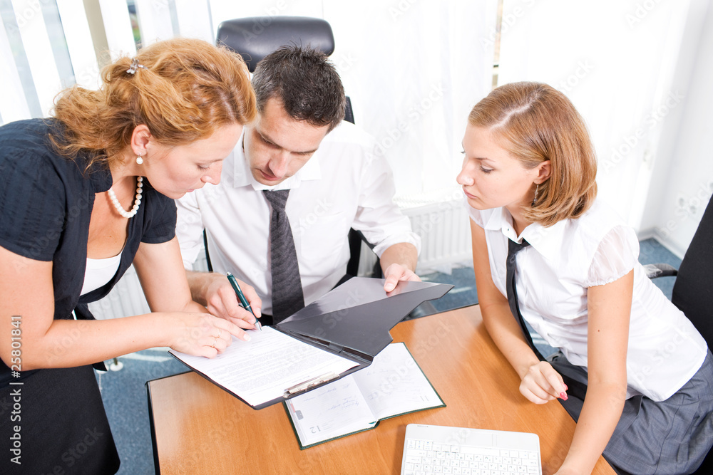 Manager with office workers on meeting Manager with office workers on meeting