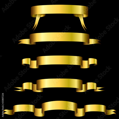 Golden banners on black background vector illustration