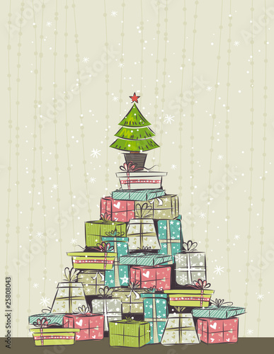 color background with christmas presents , vector