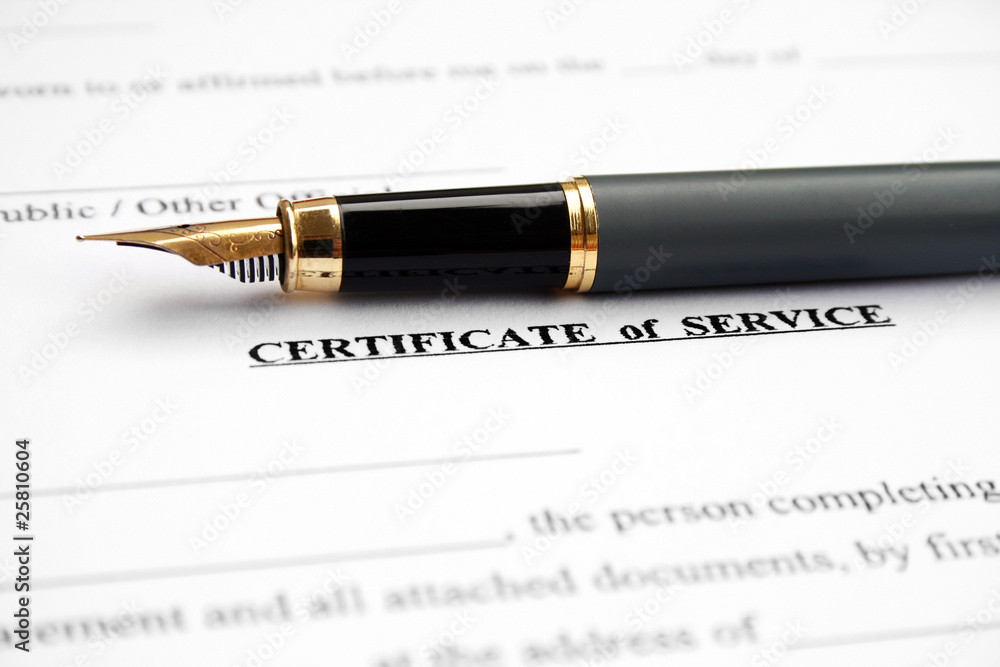 Certificate of service Certificate of service