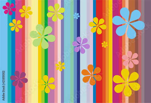 Schilderij op canvas retro flowers - colored background