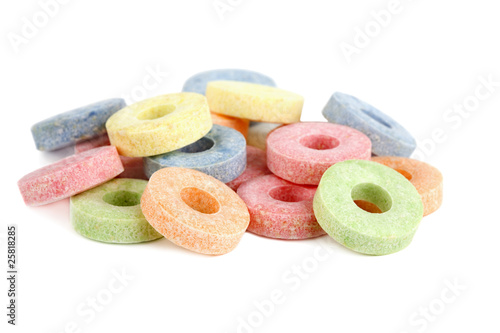 Multicolored vitamin candies isolated on white