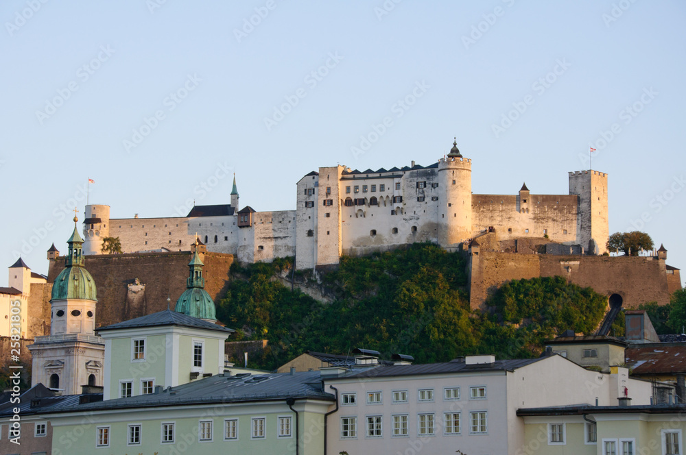 Hohensalzburg Castle in the twilight - Salzburg, Austria