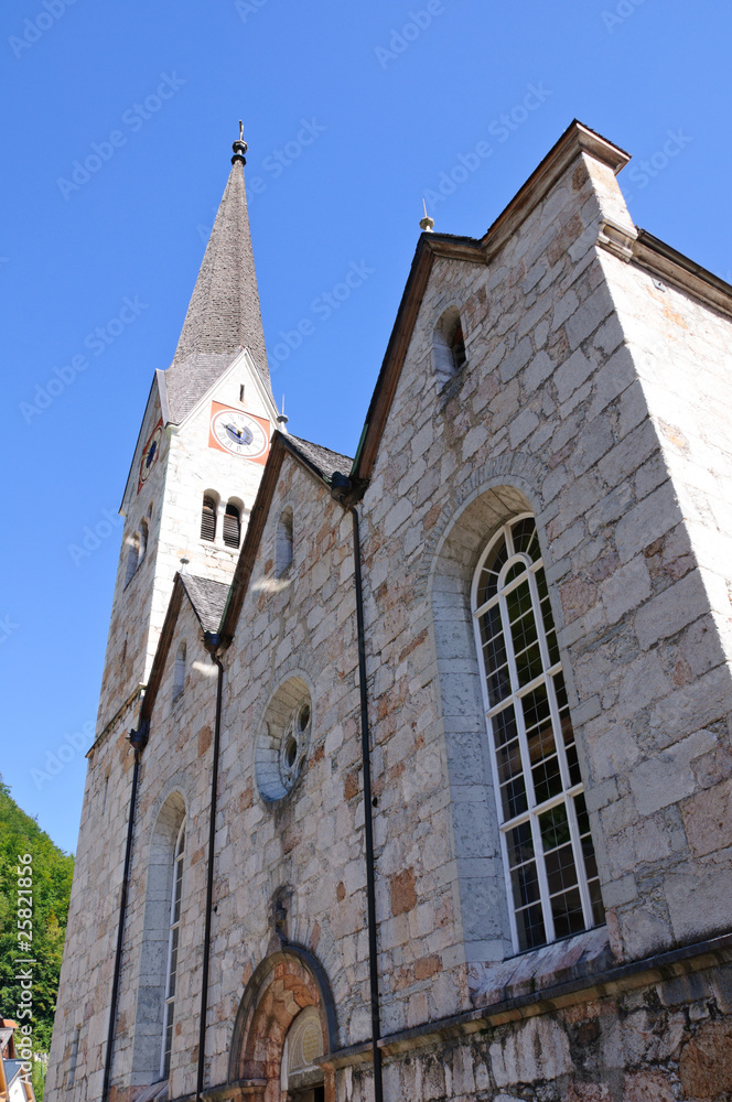 Fototapeta premium Evangelical Church - Hallstatt, Salzkammergut, Austria