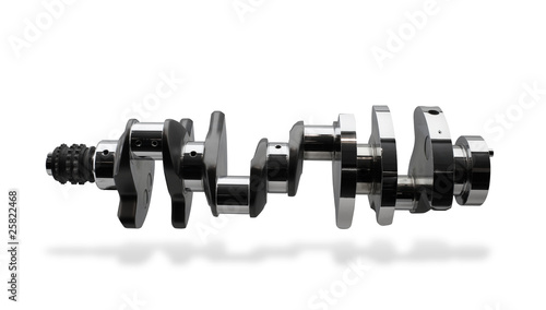 Crankshaft, isolated over white, clipping path, shadow