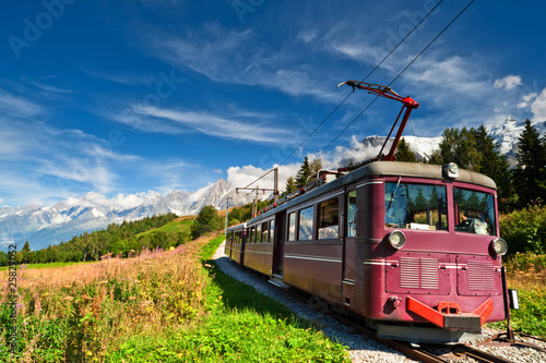 Mountain tram in Alps. France, Chamonix valley. photo