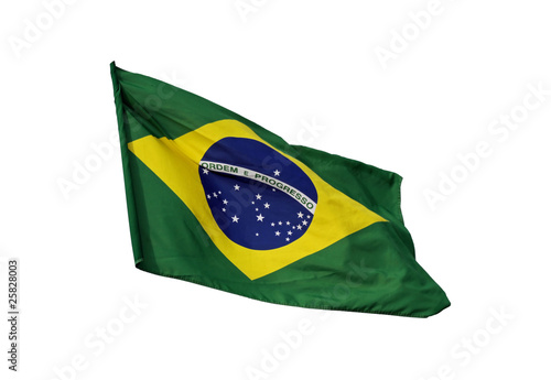 Nationalflagge Brasilien, freigestellt auf weißem Hintergrund