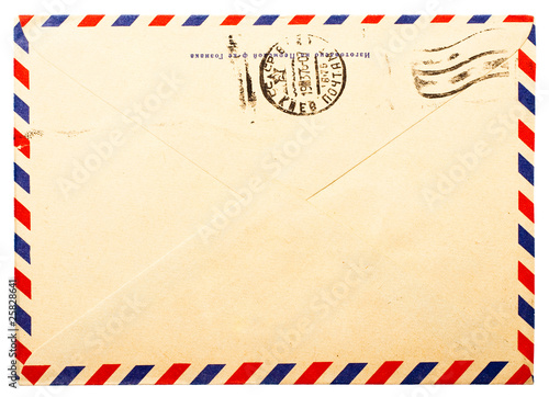 old envelope back side with russian meter stamps