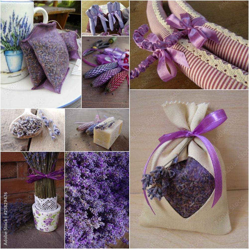 Naklejka premium Lawendowy kolaż