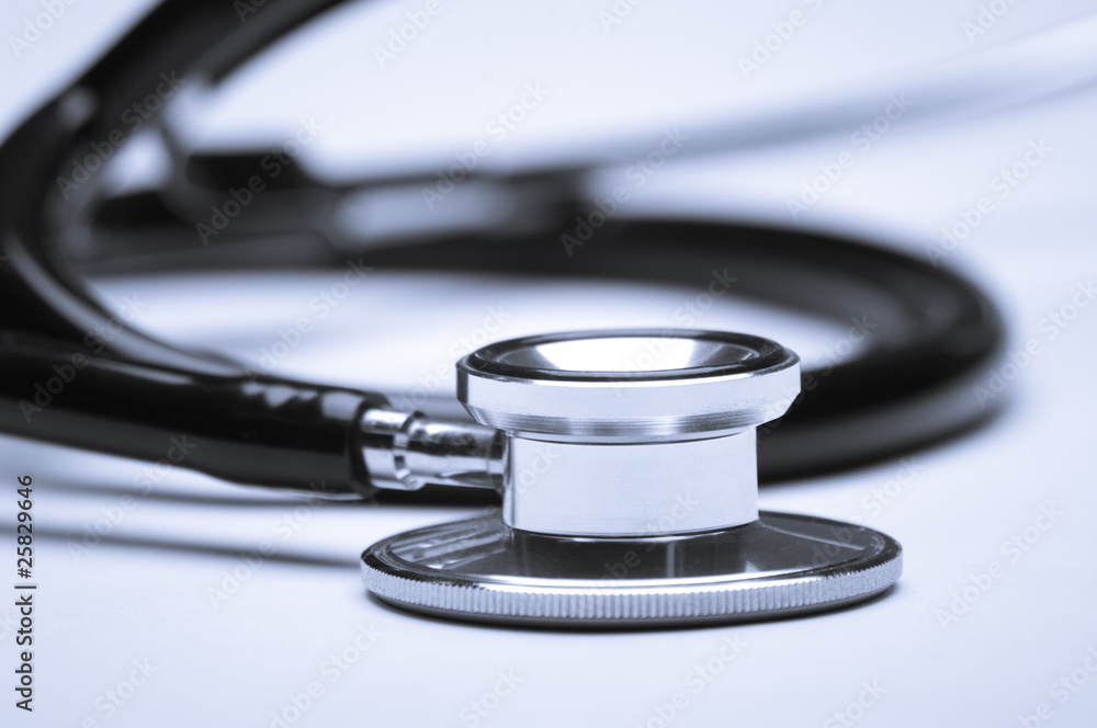 Blue toned stethoscope close up Blue toned stethoscope close up