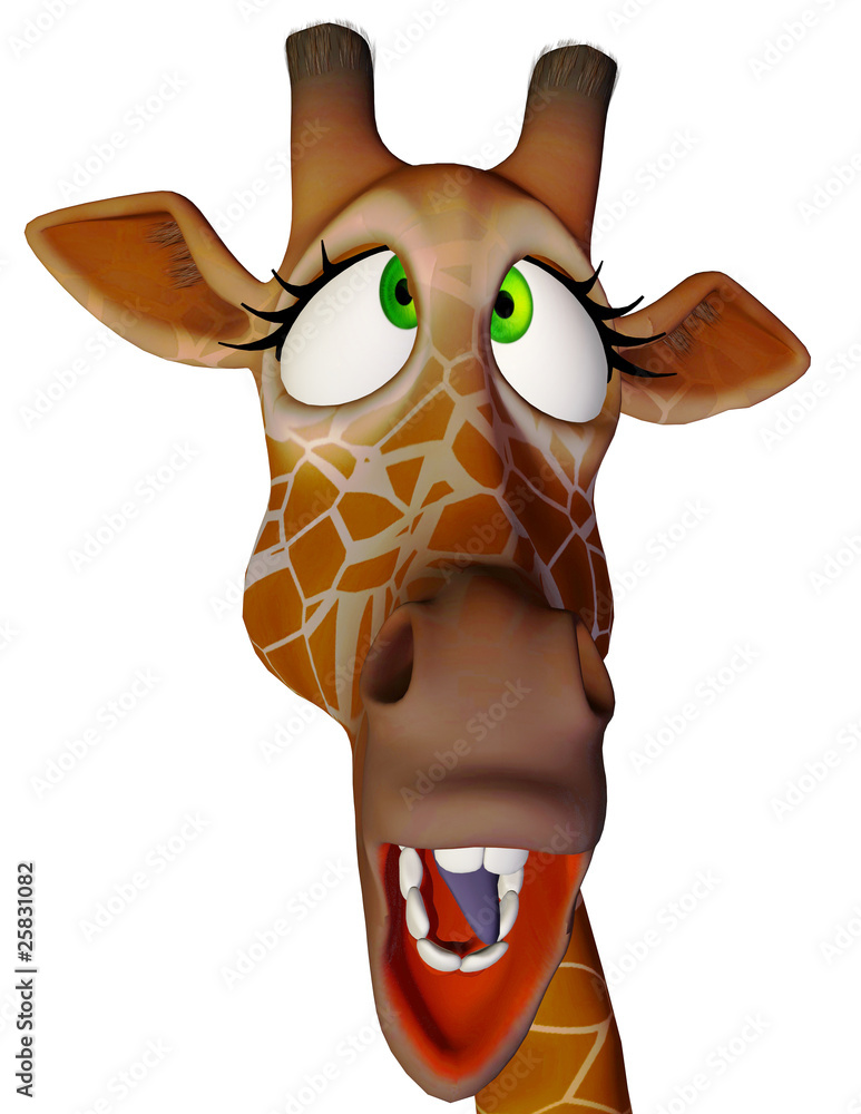 Fototapeta premium giraffe cartoon crazy close up