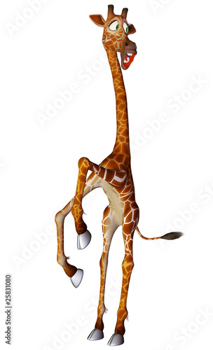 Canvas Print giraffe cartoon looking back