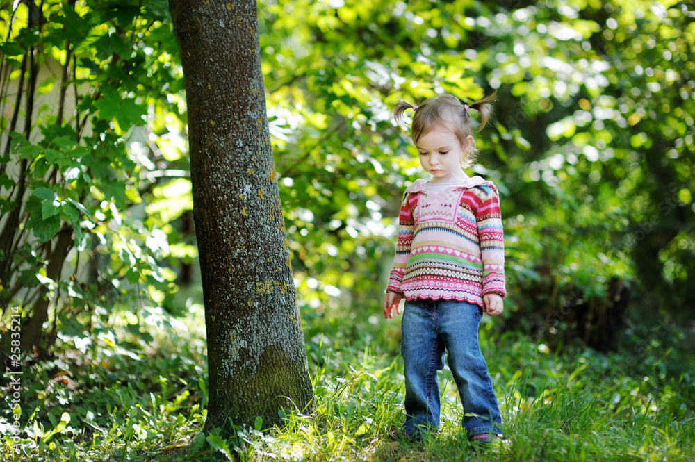 Adorable toddler in an autumn park Adorable toddler in an autumn park