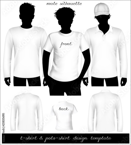 Men's white t-shirt and polo shirt template