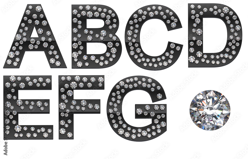 Diamond A-G letters with large gem Diamond A-G letters with large gem