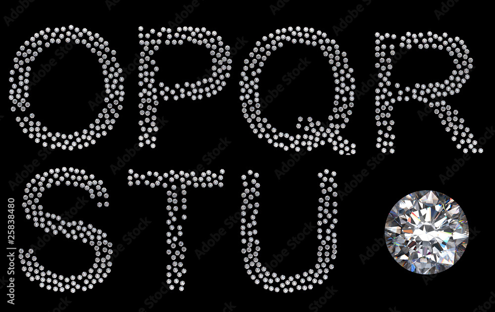 Diamond O-U letters with large gemstone Diamond O-U letters with large gemstone