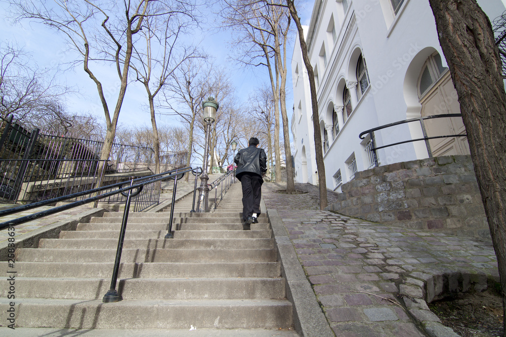 man walking up the stair man walking up the stair