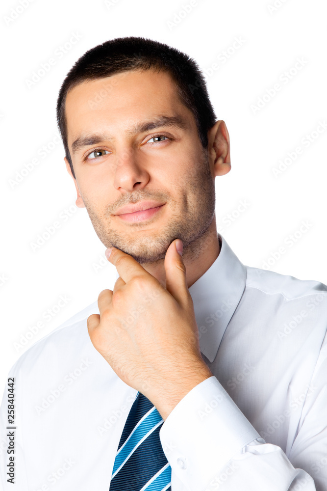 Portrait of thinking businessman, isolated on white Portrait of thinking businessman, isolated on white