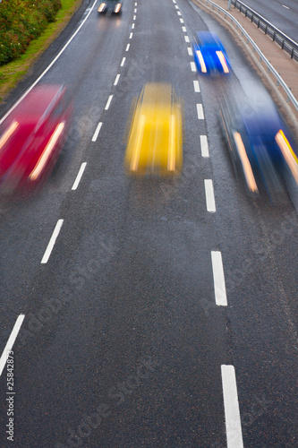 Motion on highway with color blurred cars