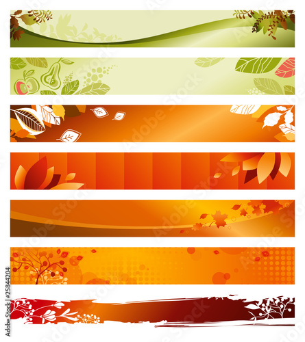set of 7 autumn banners