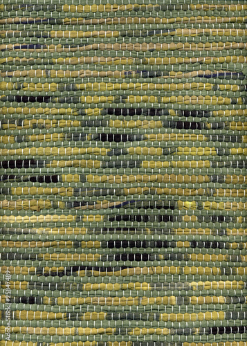 Olive green striped rug, detail