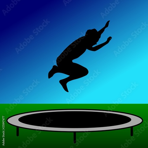 Sprung auf dem Trampolin - mit Hintergrund