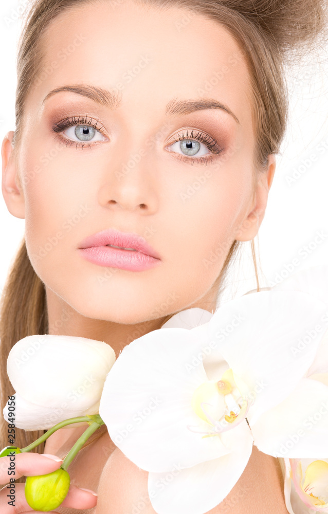 beautiful woman with white flower beautiful woman with white flower