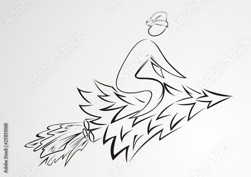 Silhouette of men with flying fur-tree