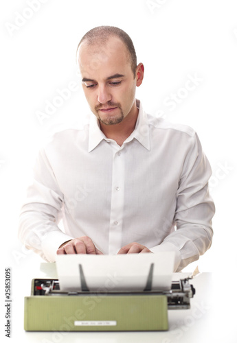 Картината върху платно man with vintage typewriter