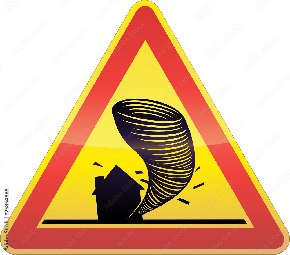 Vecteur Stock Panneau de danger temporaire tornade (détouré) | Adobe Stock