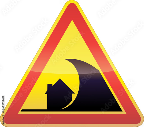 Panneau de danger temporaire tsunami (détouré)