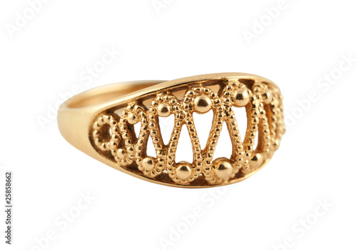 golden ring isolated on the white background