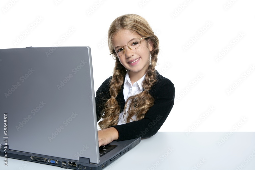 little blond student school girl with laptop little blond student school girl with laptop