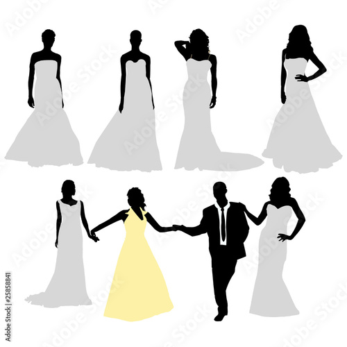 bride silhouette collection.Vector