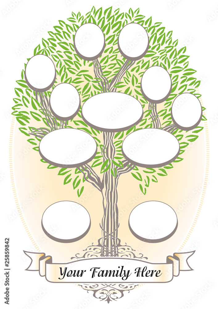 Древо шаблон для школьника распечатать Árbol Genealógico - Genealogía e Historia familiar ... Векторный объект Stock Ad