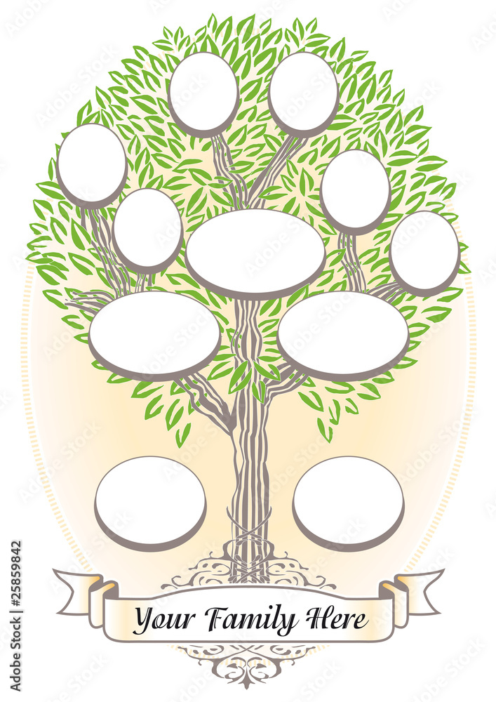 Árbol Genealógico - Genealogía e Historia familiar  Stock Vector