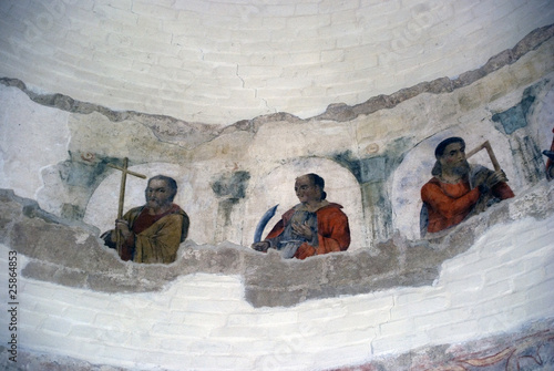 Apostles in a church fresco, Hidegseg, Hungary photo