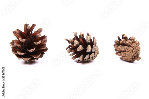 Three cones (big to small) on white background