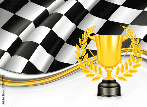 Checkered Background with a Trophy