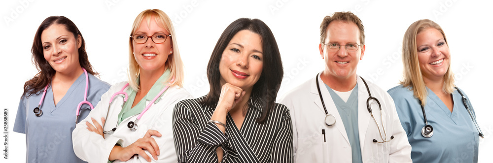 Hispanic Woman with Male and Female Doctors or Nurses Hispanic Woman with Male and Female Doctors or Nurses