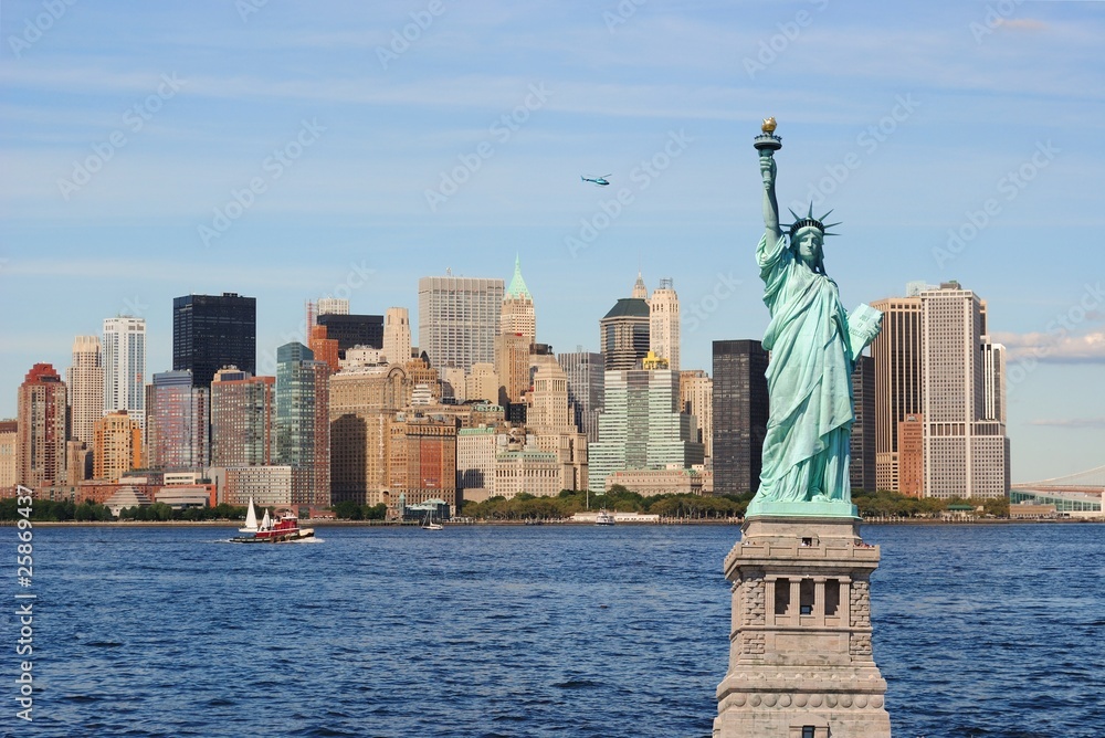 Statue of Liberty and New York City Skyline