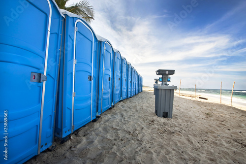 portable bathroom on the beach photo