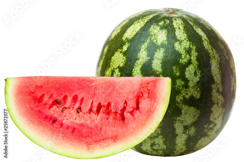 Watermelon with slice isolated on white