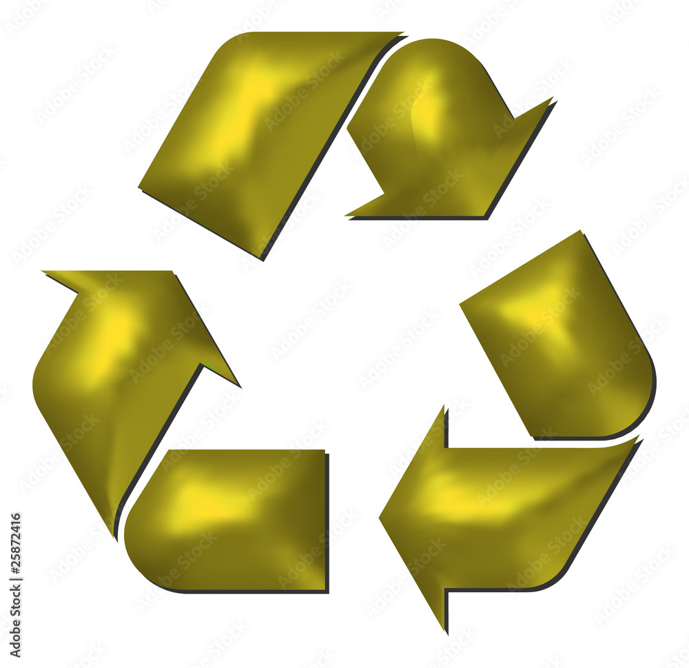 Metallic Golden Recycling Sign Metallic Golden Recycling Sign