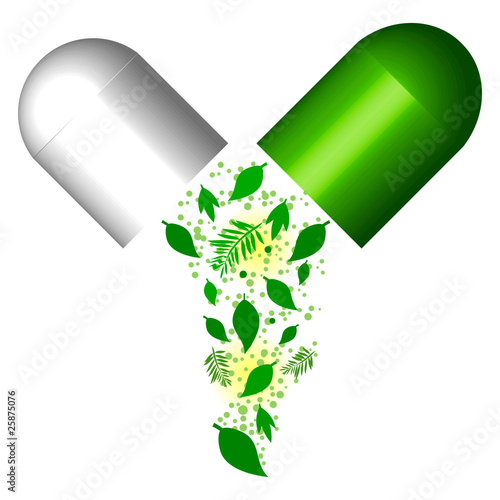 Green Capsule- Herbal Medical Concept