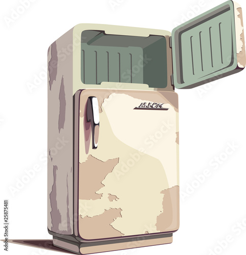 Old rusty fridge.