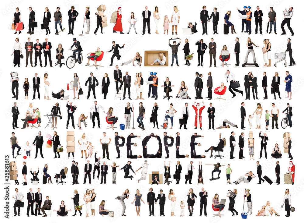 Collage of isolated people